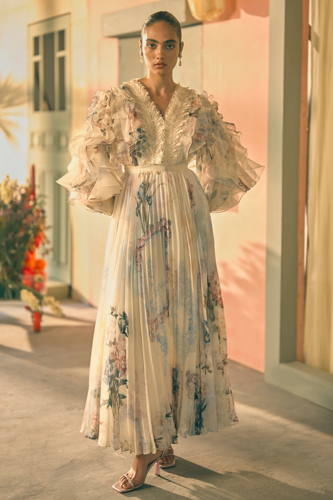 Porto Herbarium Pleated Maxi Dress