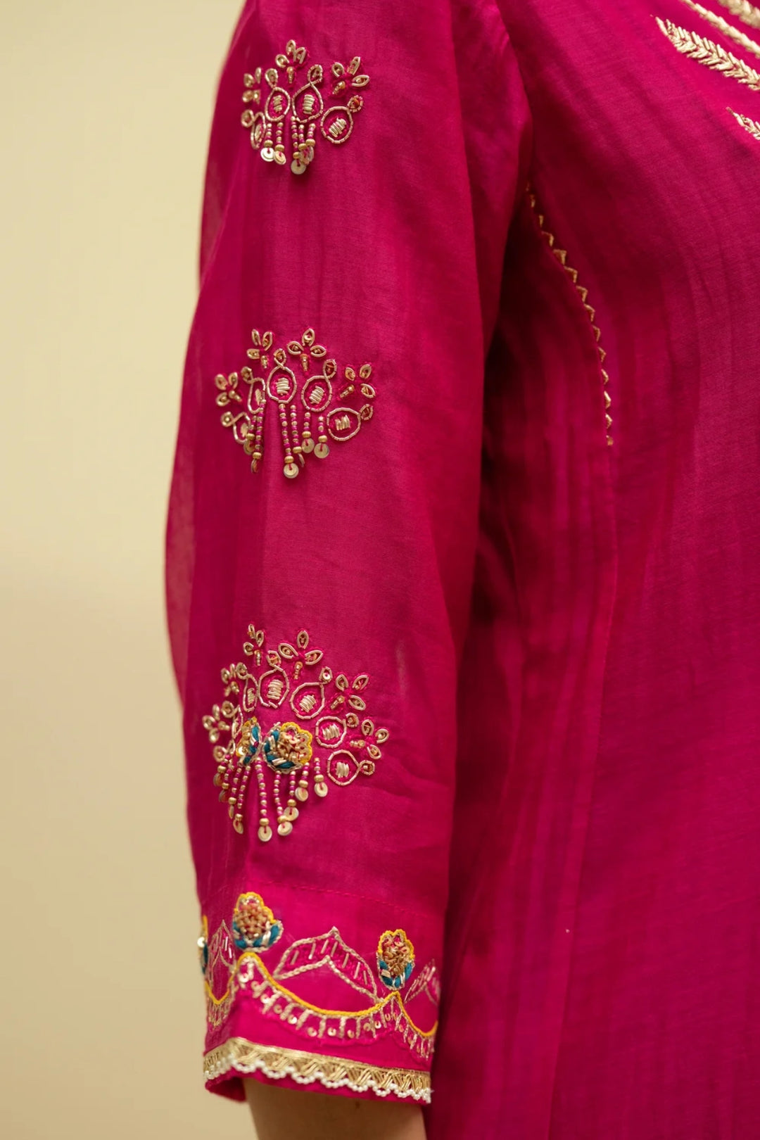 Jhoomar Mul Chanderi Aline Kurta Set