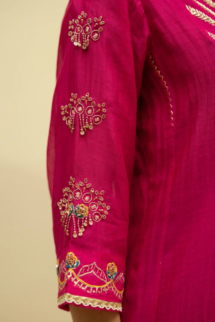 Jhoomar Mul Chanderi Aline Kurta Set