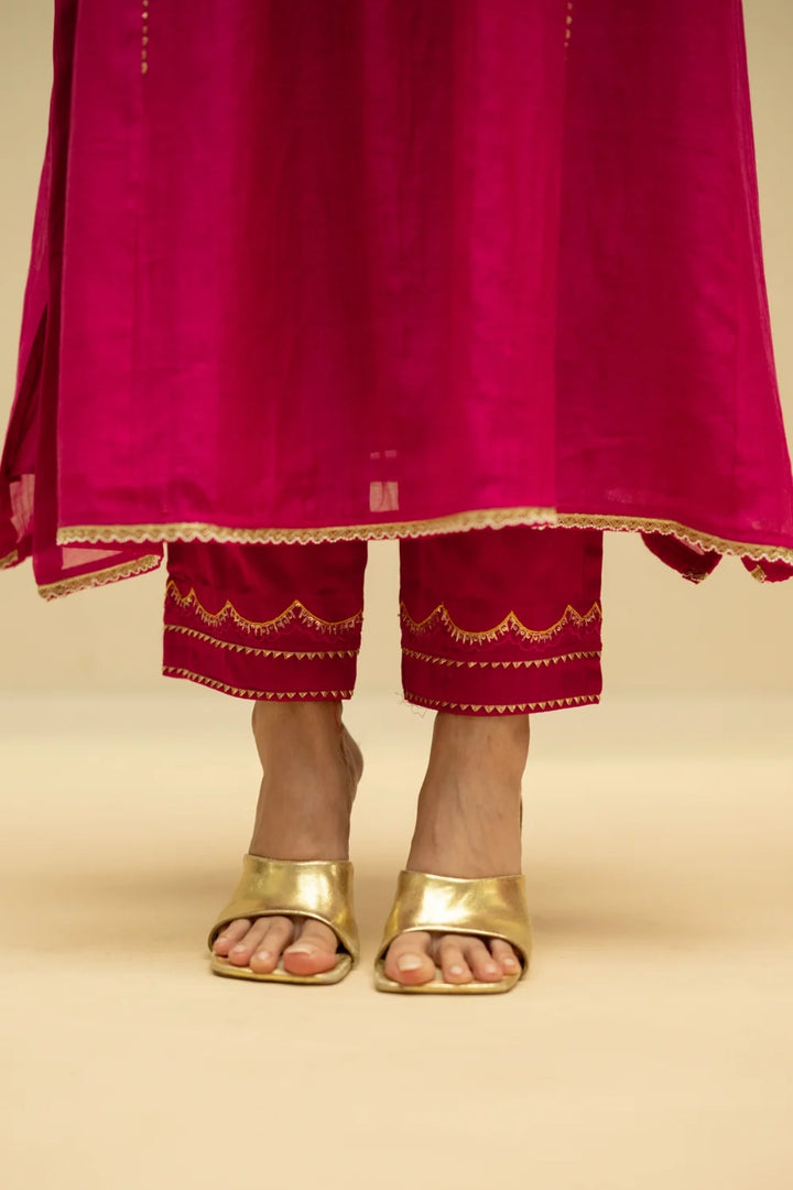 Jhoomar Mul Chanderi Aline Kurta Set