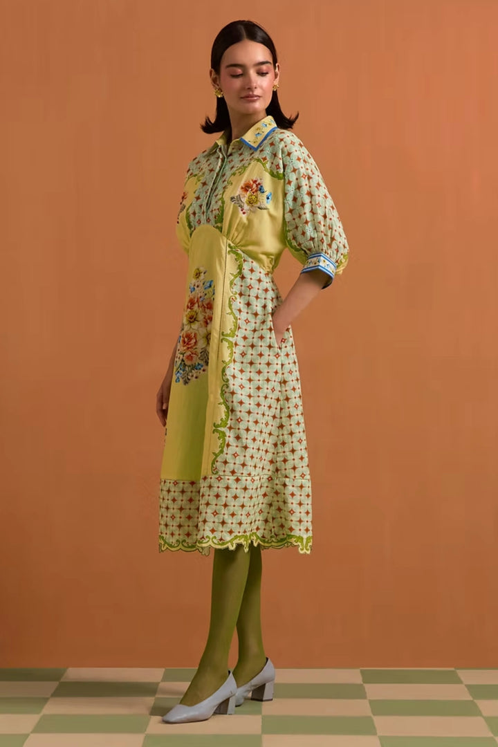 Verdant Kimono dress - Fun yellow
