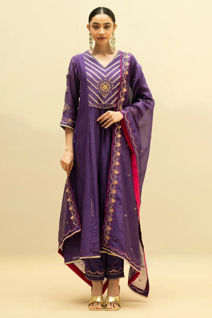 Jhoomar Mul Chanderi Aline Kurta Set