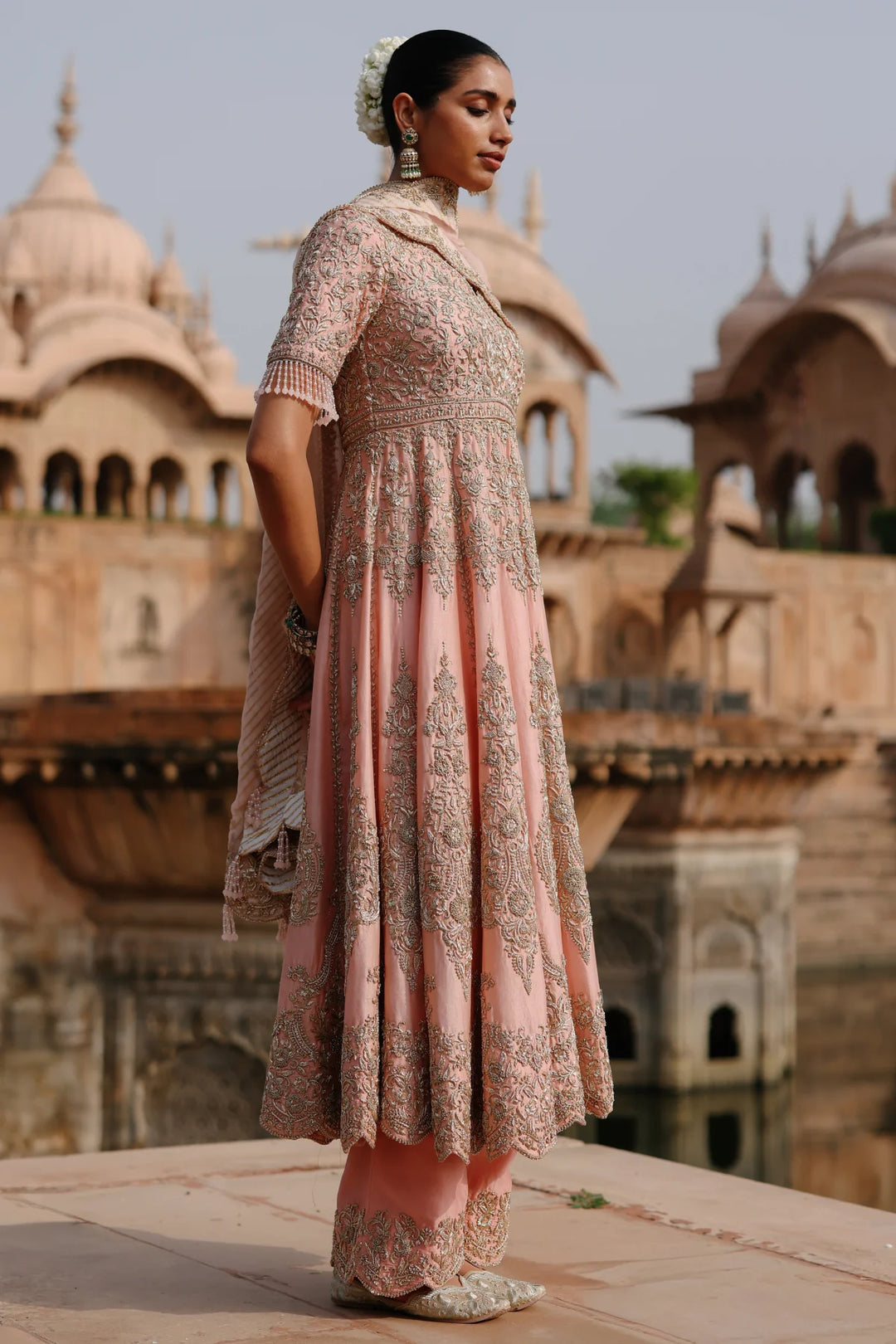 Mahrosh - Pink Kalidaar Anarkali Set with Palazzo & Dupatta