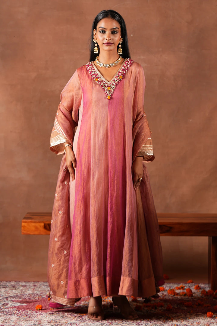Panelled Sheer Anarkali Set
