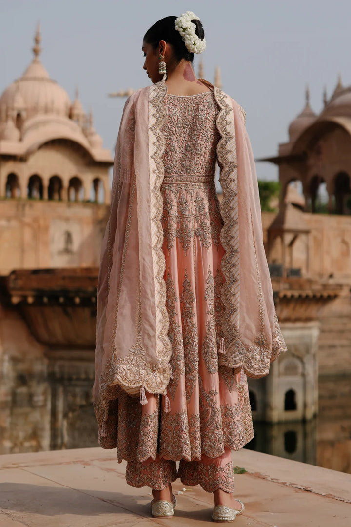 Mahrosh - Pink Kalidaar Anarkali Set with Palazzo & Dupatta