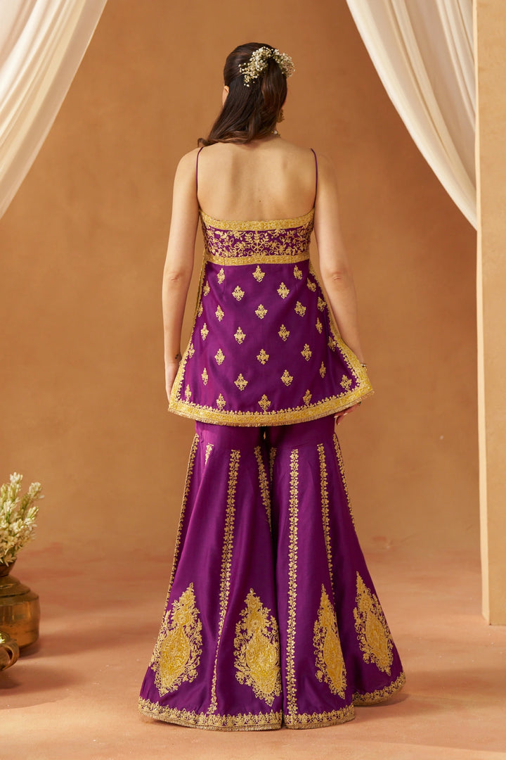 Najma Deep Purple Kurta with Garara and Dupatta