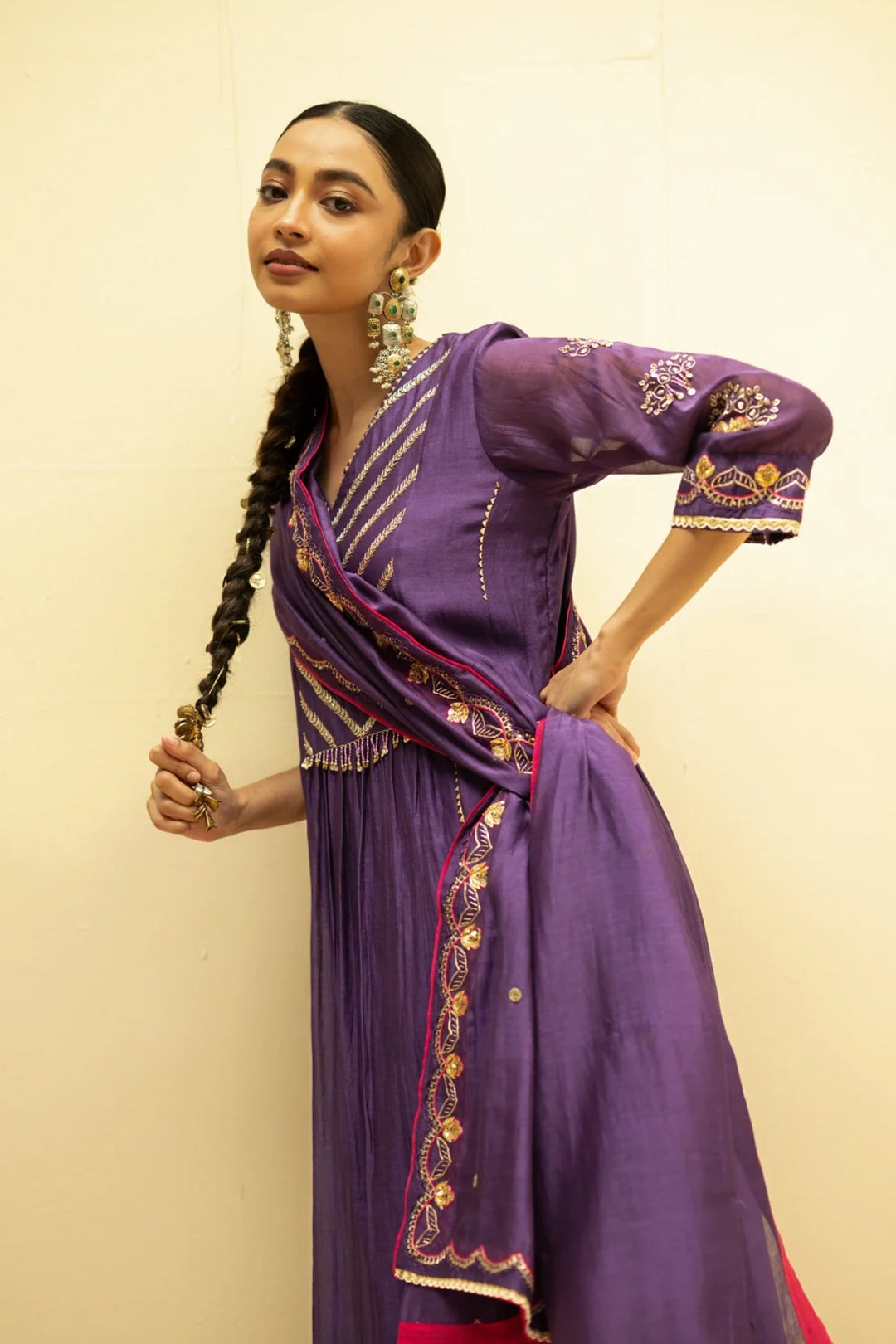 Jhoomar Mul Chanderi Aline Kurta Set