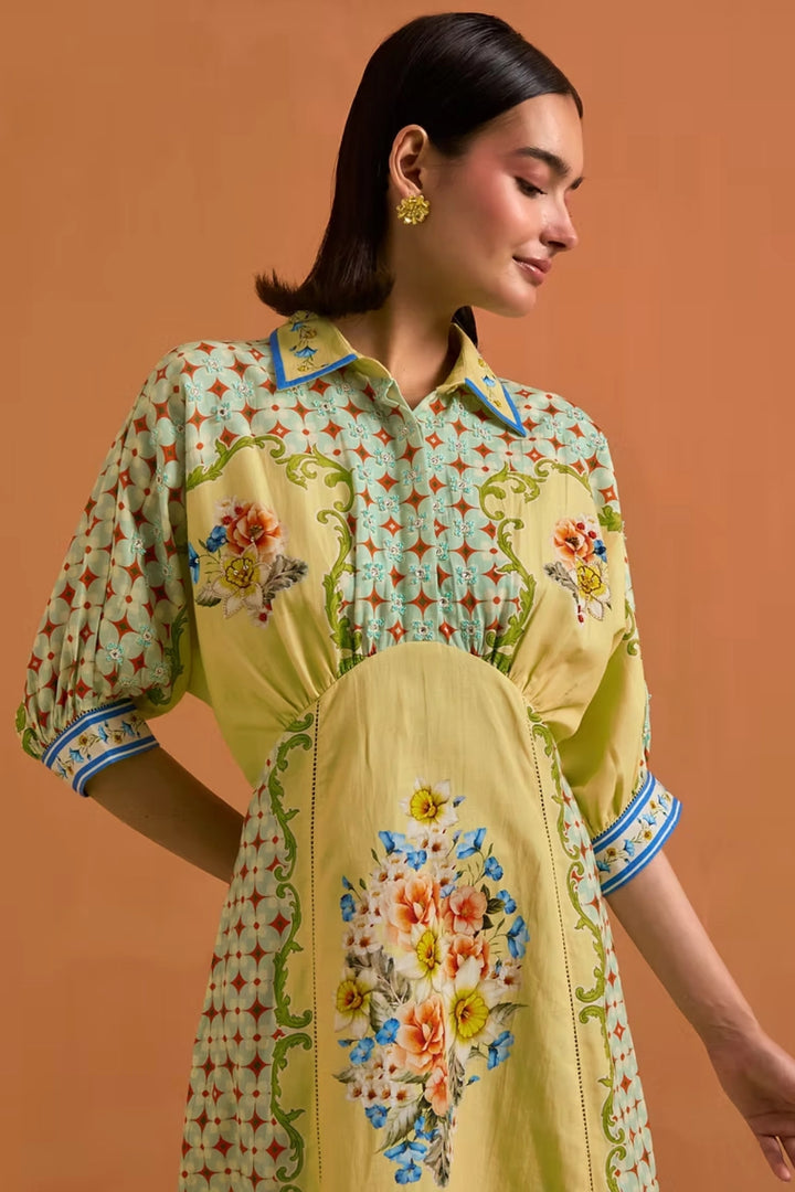 Verdant Kimono dress - Fun yellow