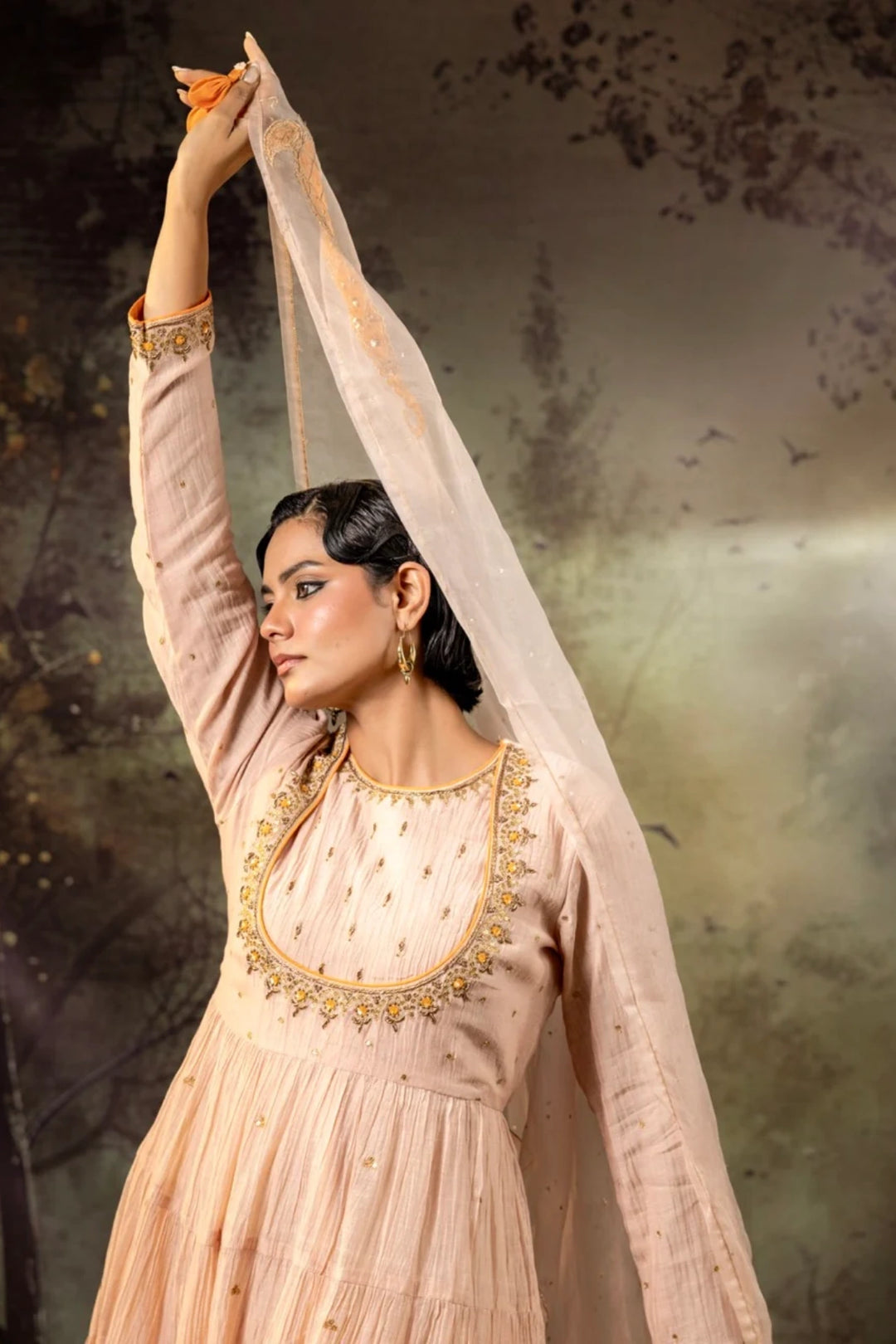 Beige Anarkali Set