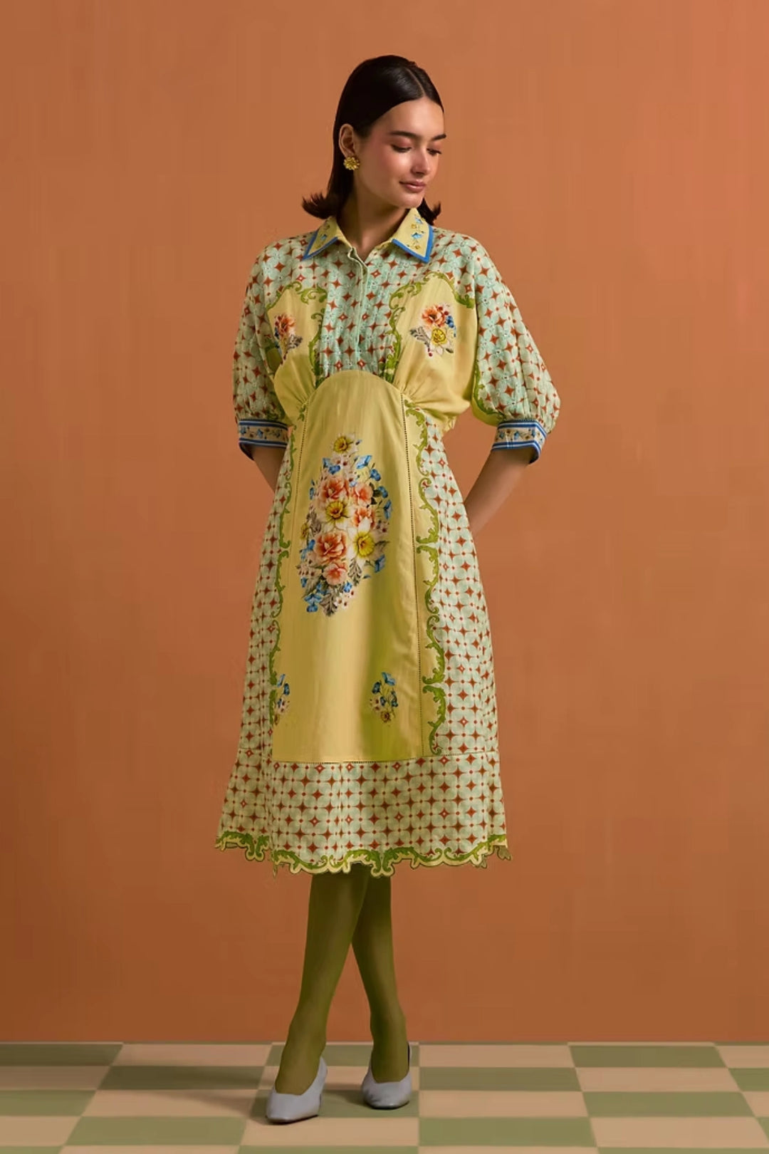 Verdant Kimono dress - Fun yellow