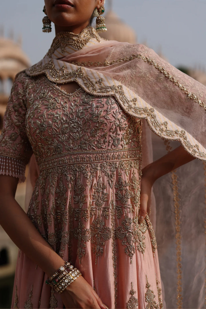 Mahrosh - Pink Kalidaar Anarkali Set with Palazzo & Dupatta
