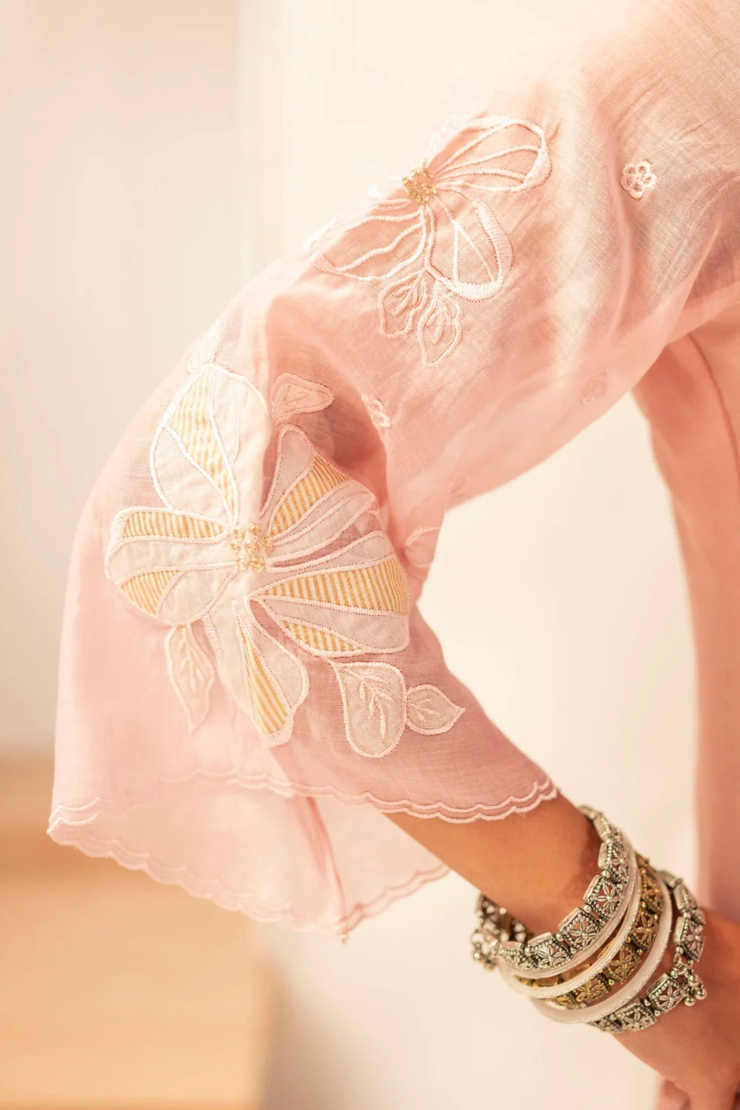 Zara Mul Chanderi Anarkali Set