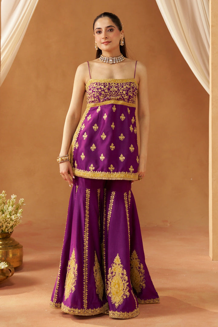 Najma Deep Purple Kurta with Garara and Dupatta