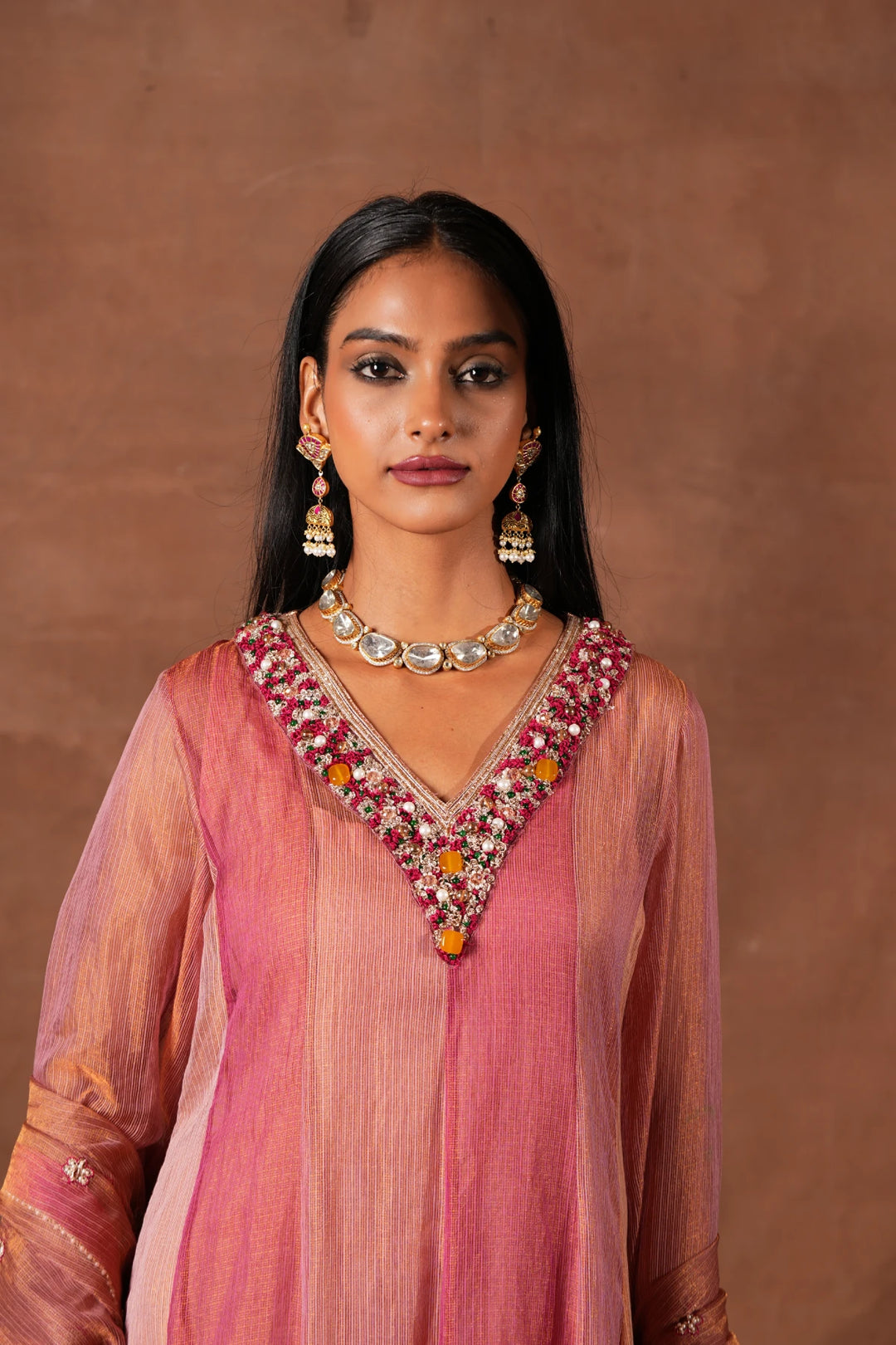 Panelled Sheer Anarkali Set
