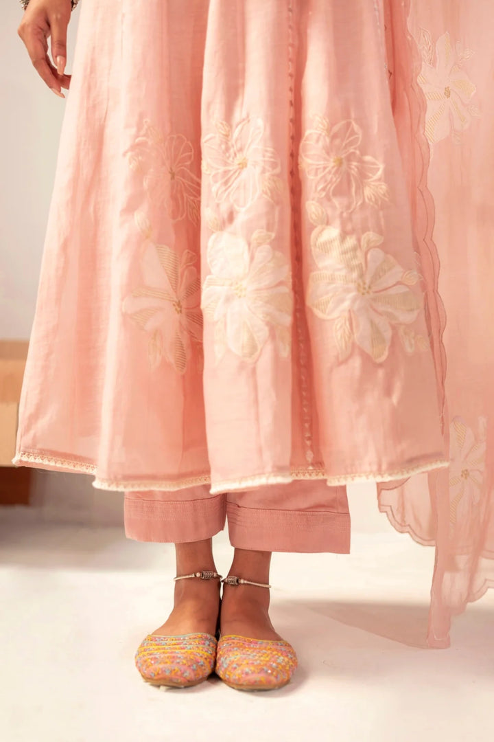 Zara Mul Chanderi Anarkali Set