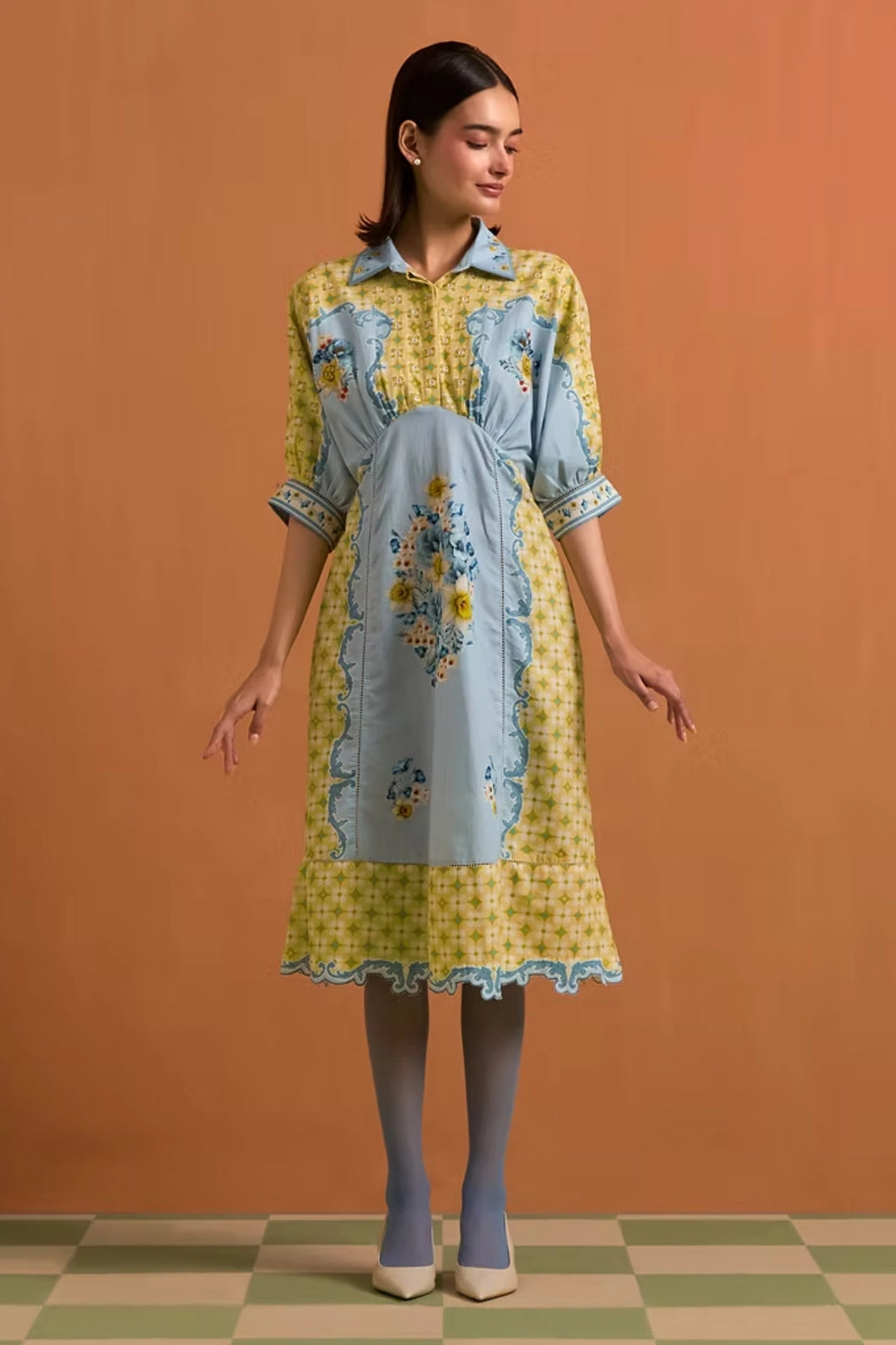 Verdant Kimono dress - Sky Blue