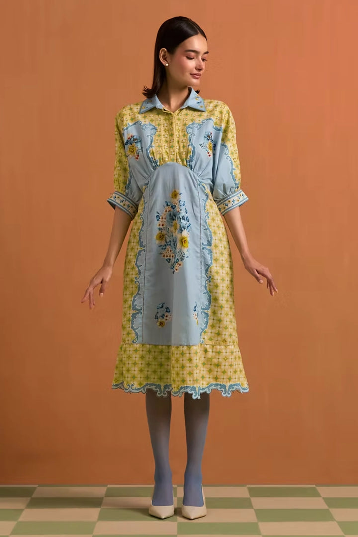 Verdant Kimono dress - Sky Blue