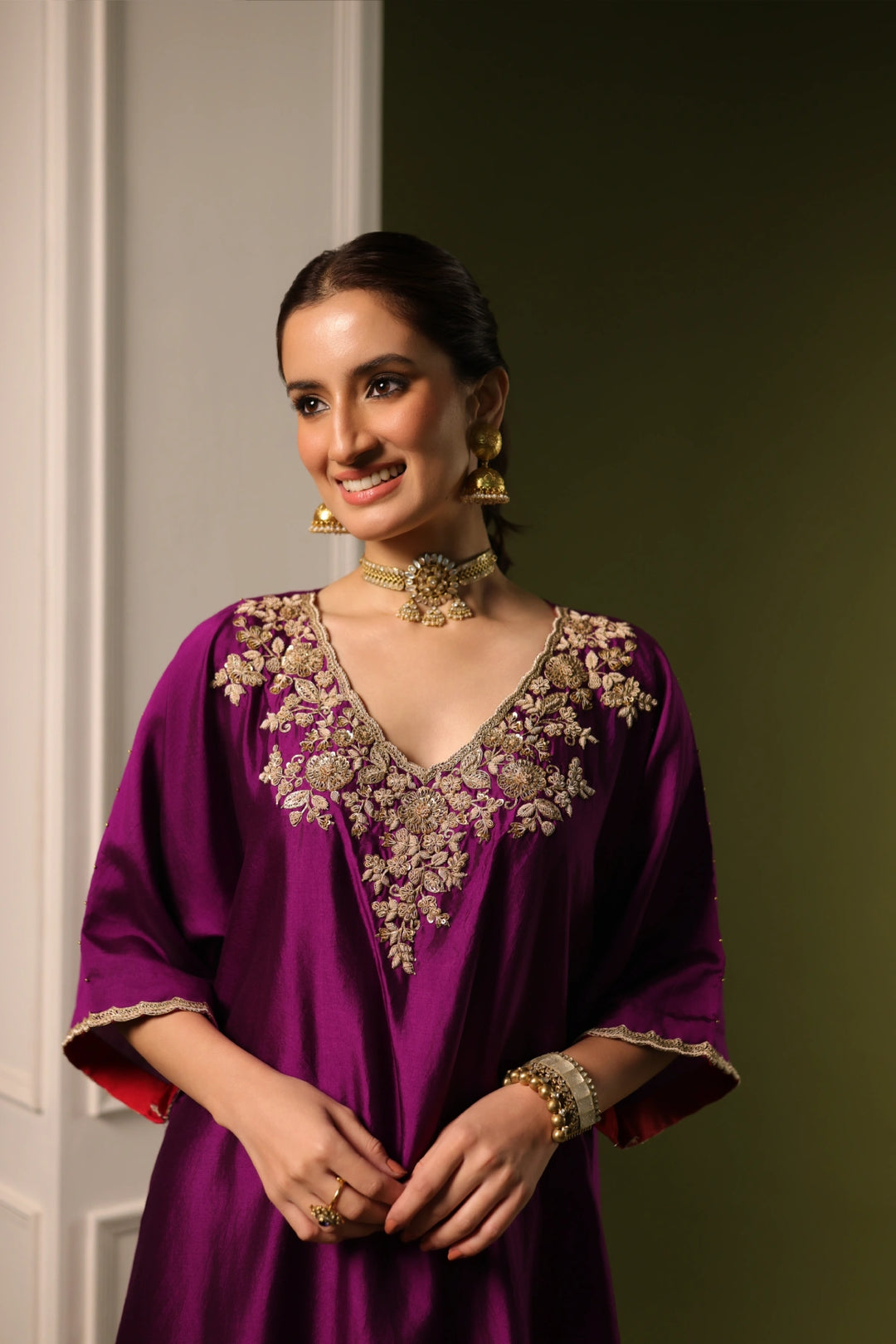 Orchid A-Line  Kaftan Set - Purple
