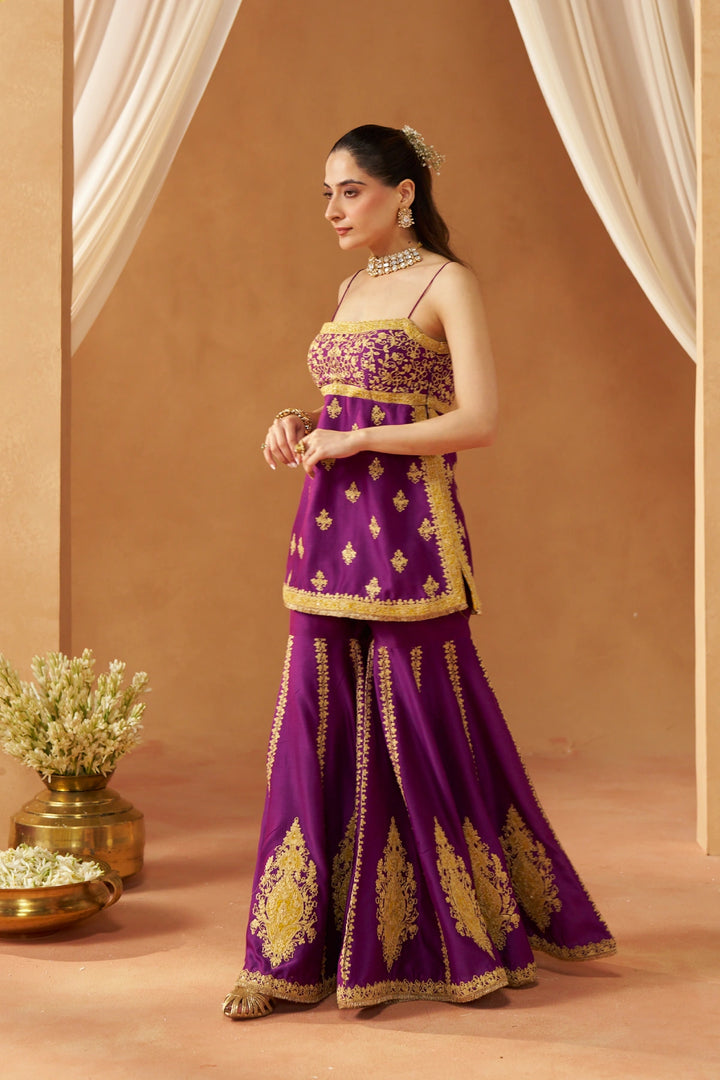 Najma Deep Purple Kurta with Garara and Dupatta