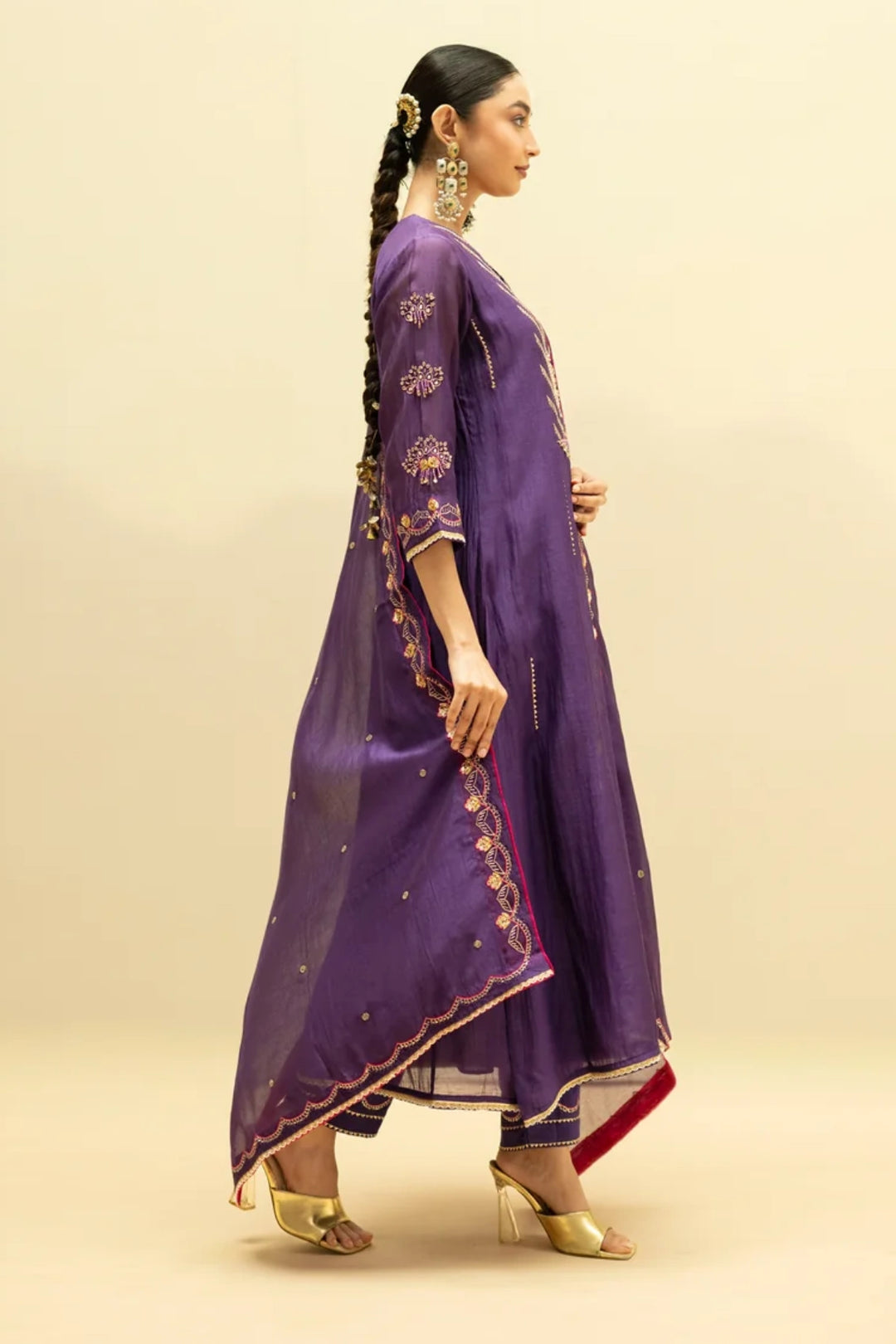 Jhoomar Mul Chanderi Aline Kurta Set