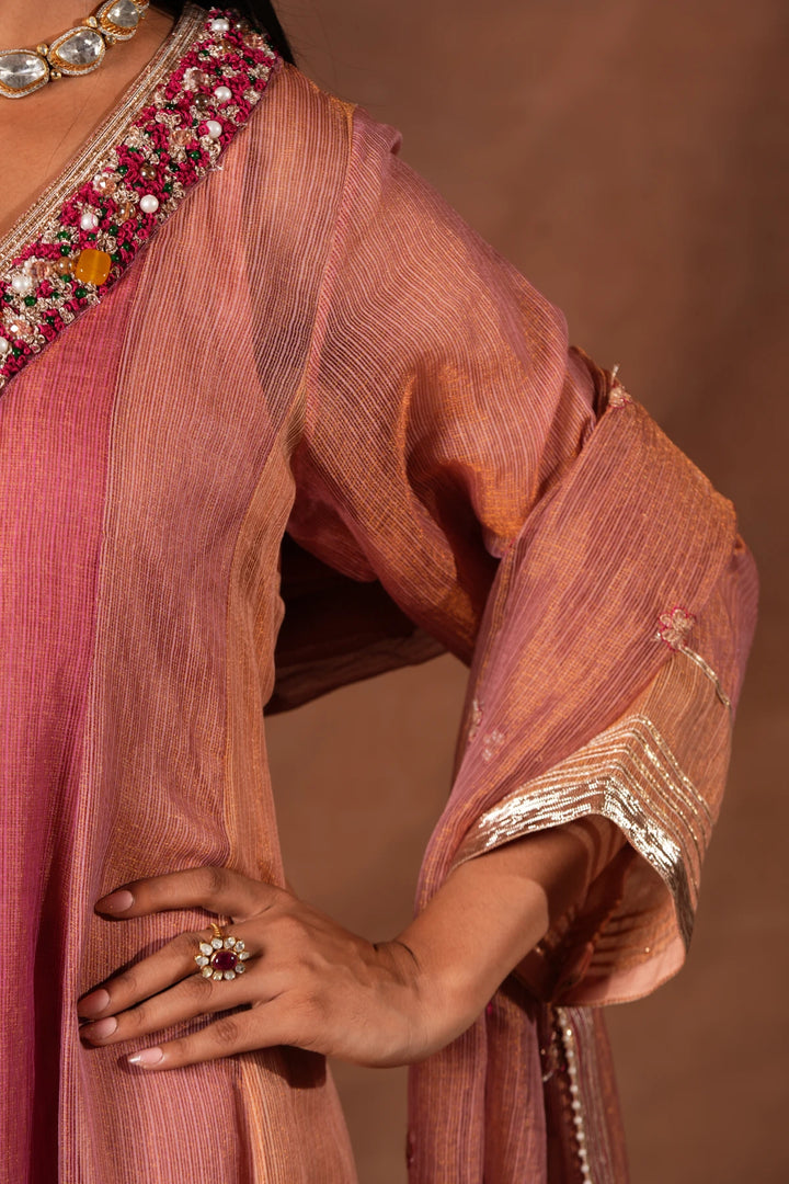 Panelled Sheer Anarkali Set