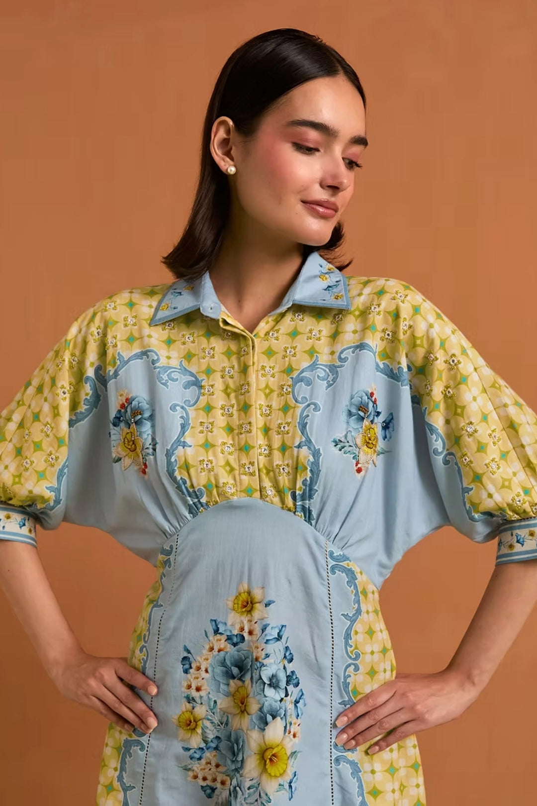 Verdant Kimono dress - Sky Blue