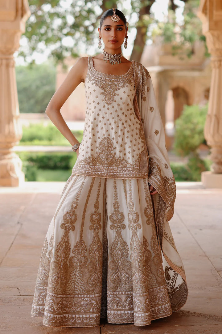 Shabnam - Daisy Ivory Kurta Set with Sharara & Dupatta