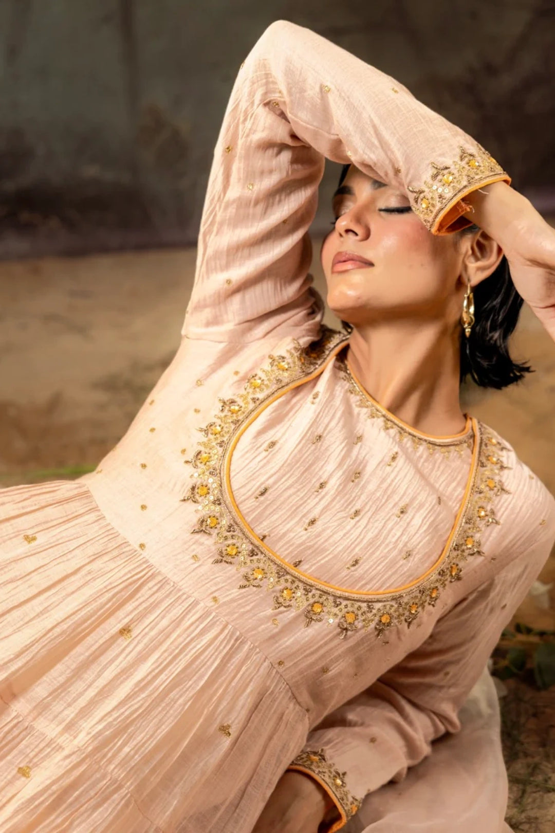 Beige Anarkali Set