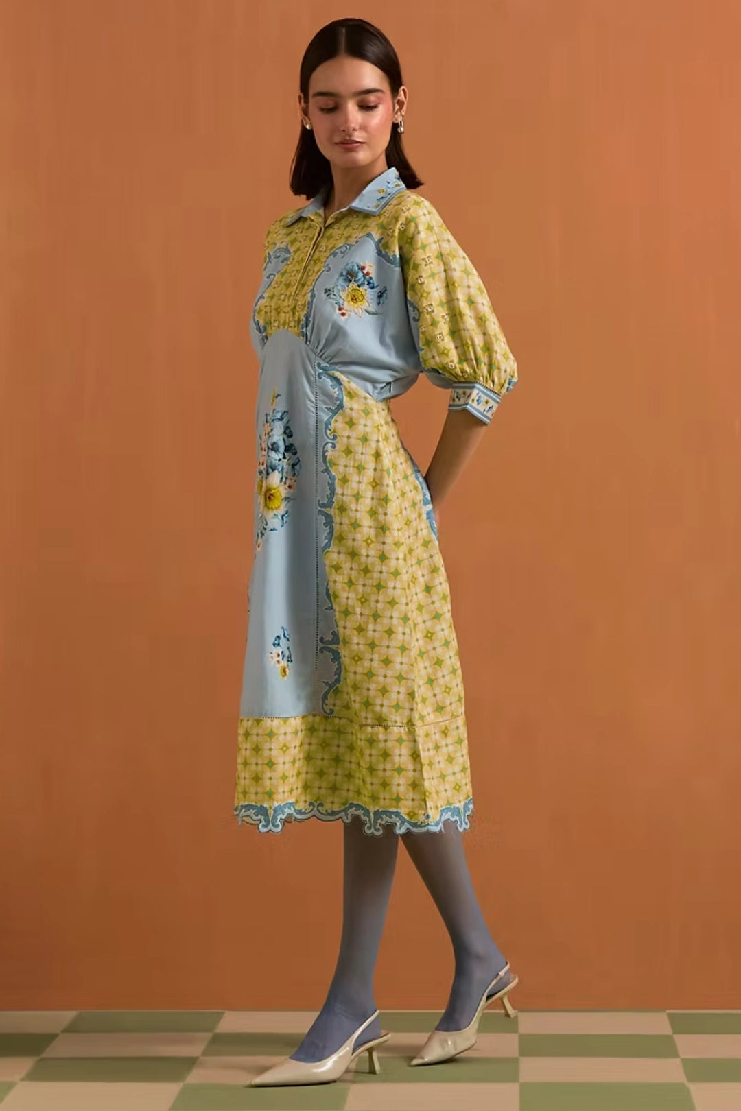 Verdant Kimono dress - Sky Blue