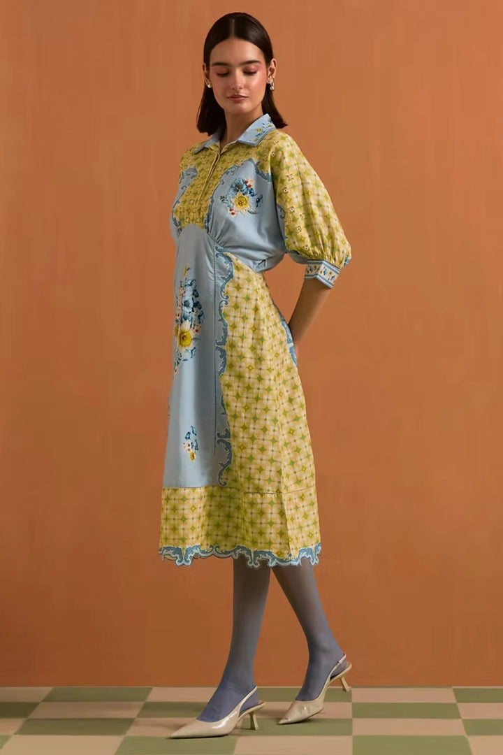 Verdant Kimono dress - Sky Blue