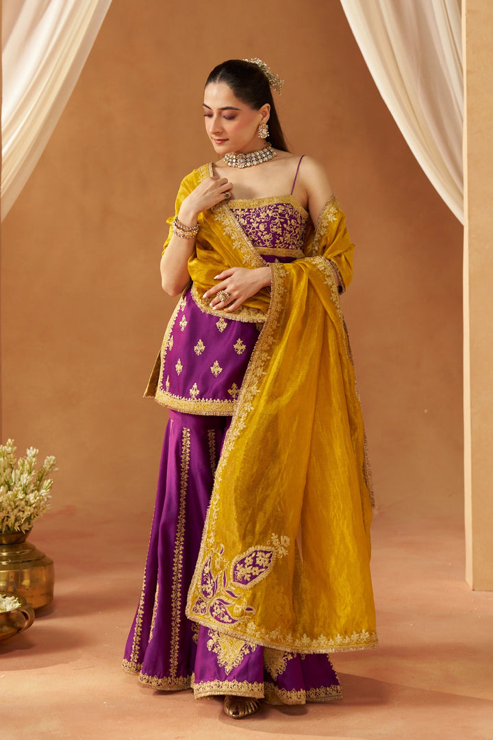 Najma Deep Purple Kurta with Garara and Dupatta