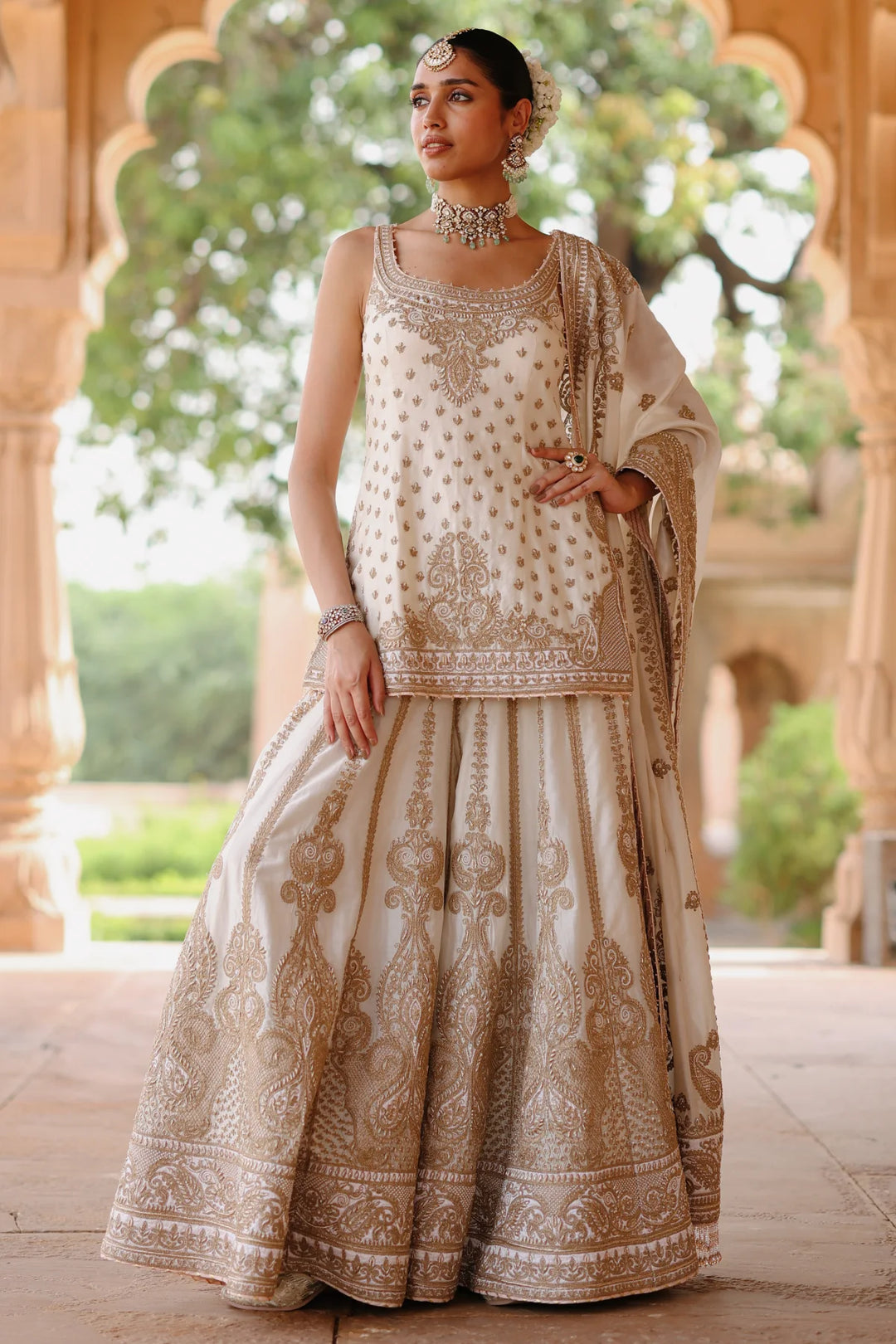 Shabnam - Daisy Ivory Kurta Set with Sharara & Dupatta