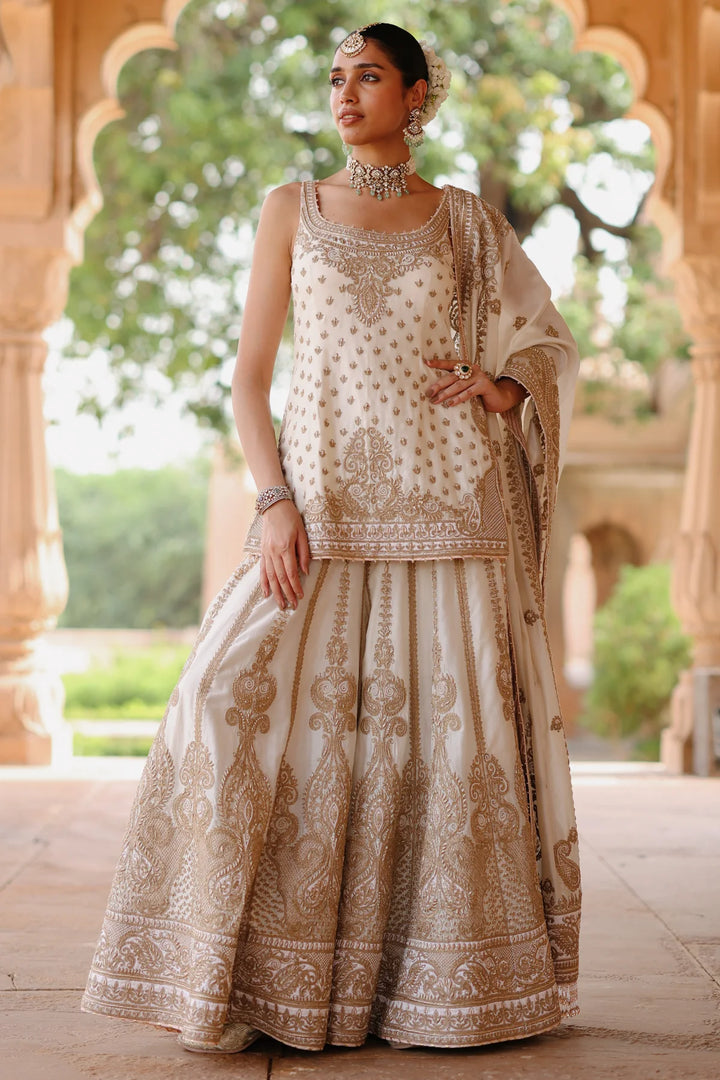Shabnam - Daisy Ivory Kurta Set with Sharara & Dupatta