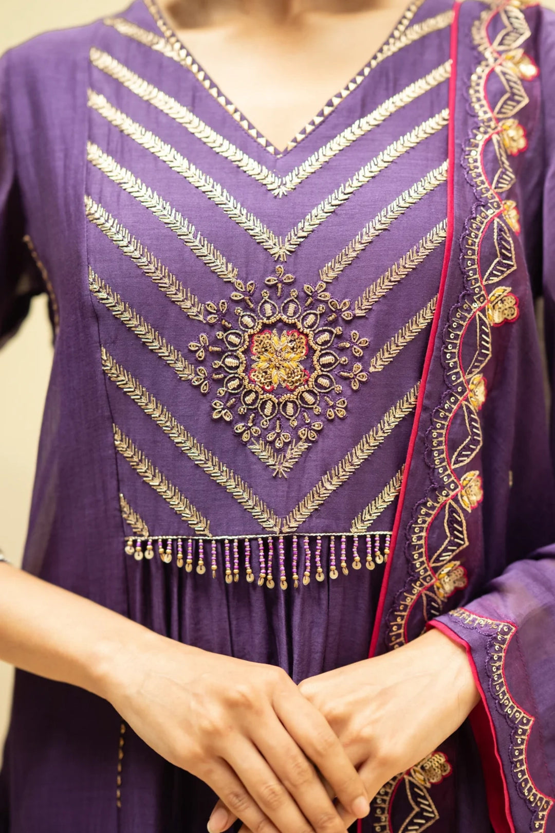 Jhoomar Mul Chanderi Aline Kurta Set