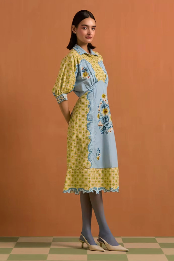 Verdant Kimono dress - Sky Blue