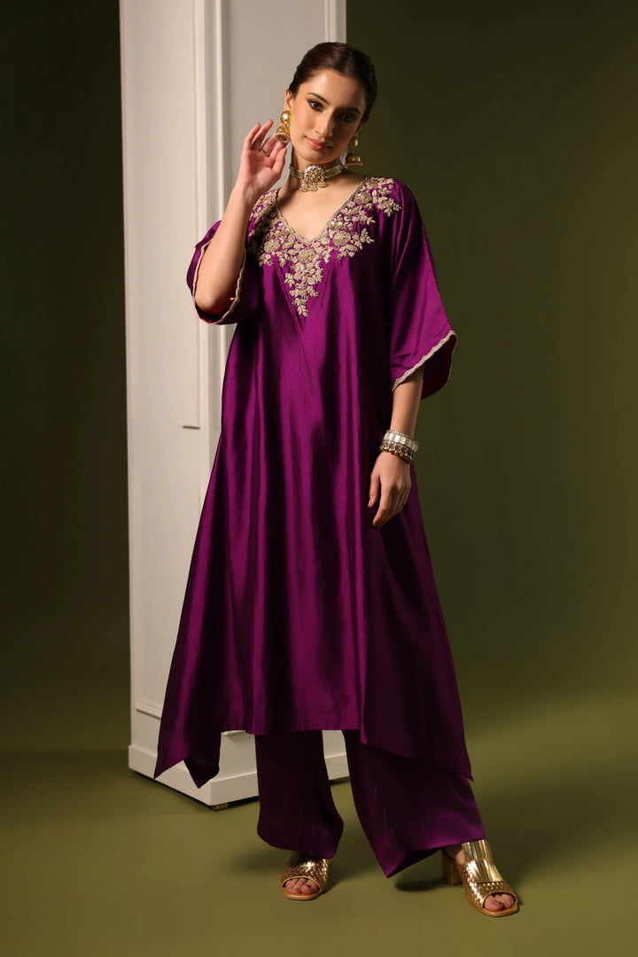 Orchid A-Line  Kaftan Set - Purple