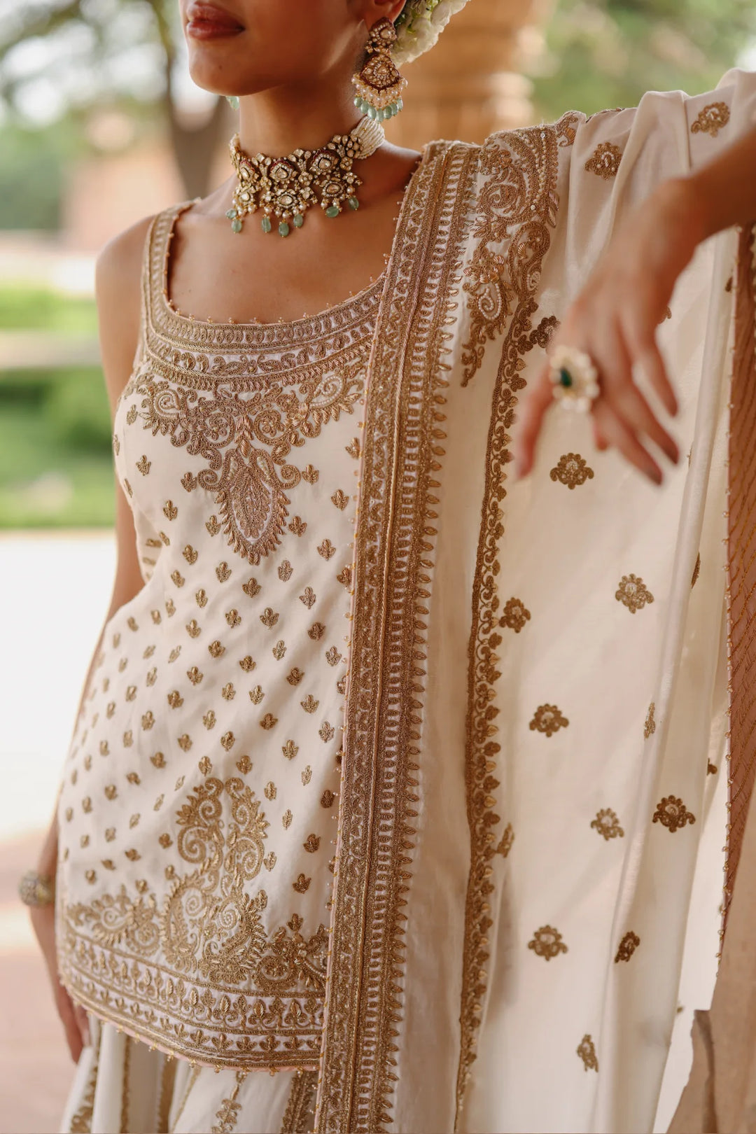 Shabnam - Daisy Ivory Kurta Set with Sharara & Dupatta