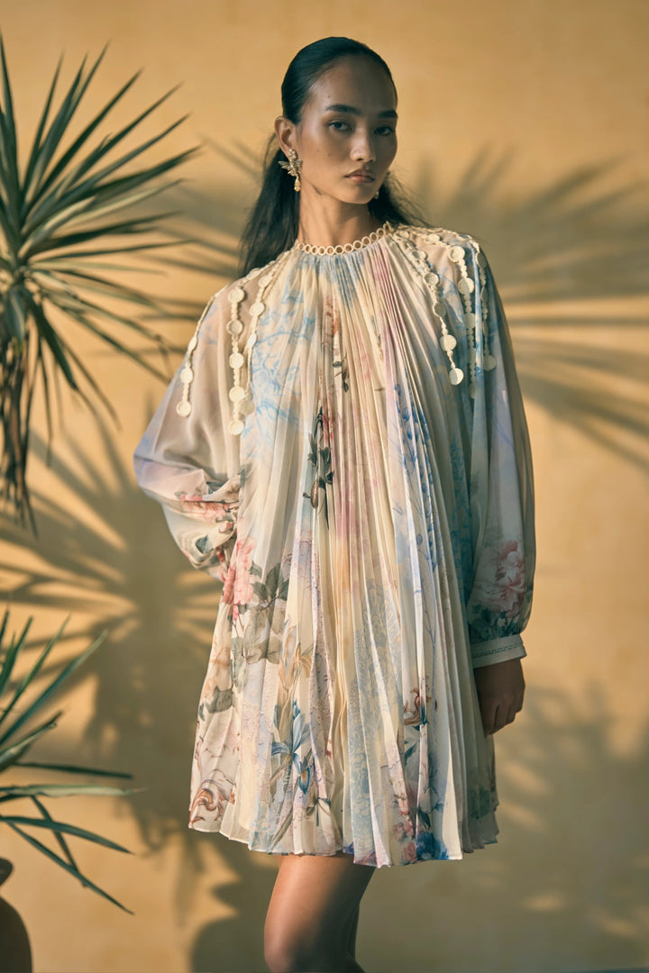 Porto Sage Sfumato Pleated Dress