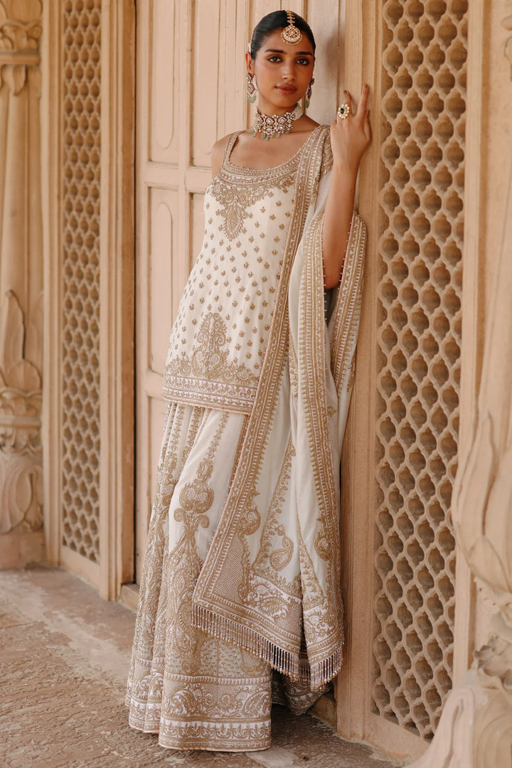 Shabnam - Daisy Ivory Kurta Set with Sharara & Dupatta