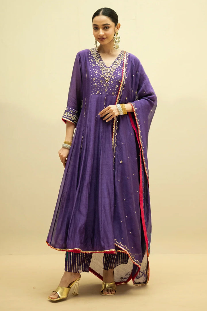 Taarini Mul Chanderi Anarkali Set