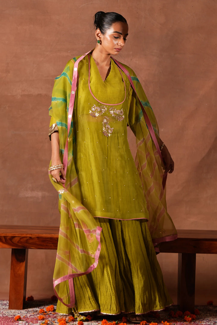 Lime Green Sharara Set