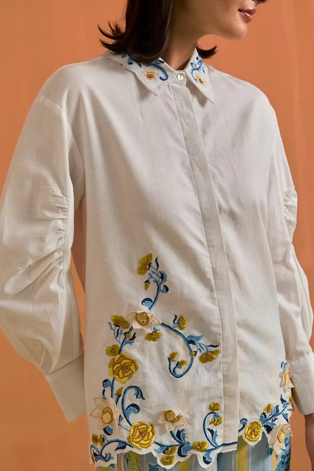 Aurelia Floral Shirt & Trouser Set - Sky Blue