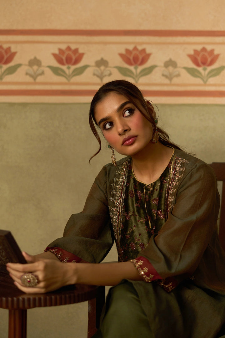 Dark Green Kurta Set