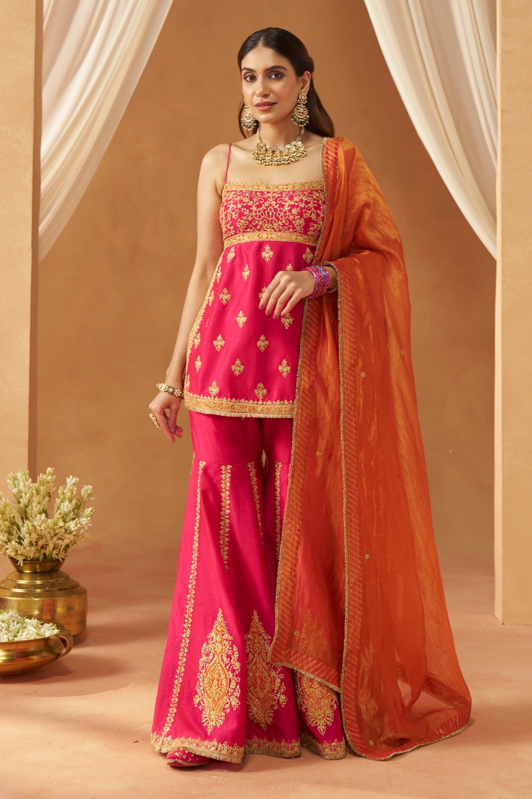 Najma Hotpink Kurta with Garara and Dupatta