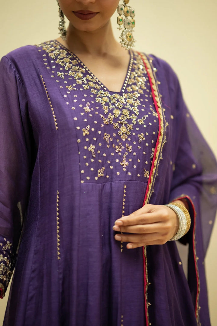 Taarini Mul Chanderi Anarkali Set