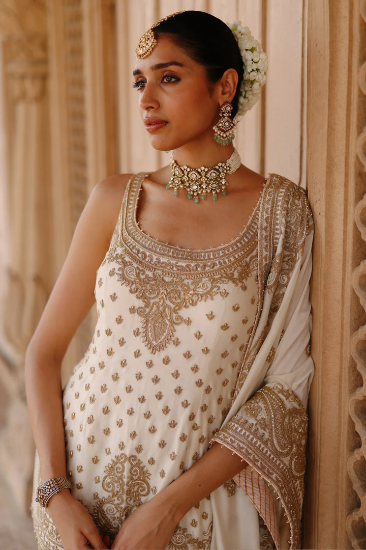 Shabnam - Daisy Ivory Kurta Set with Sharara & Dupatta