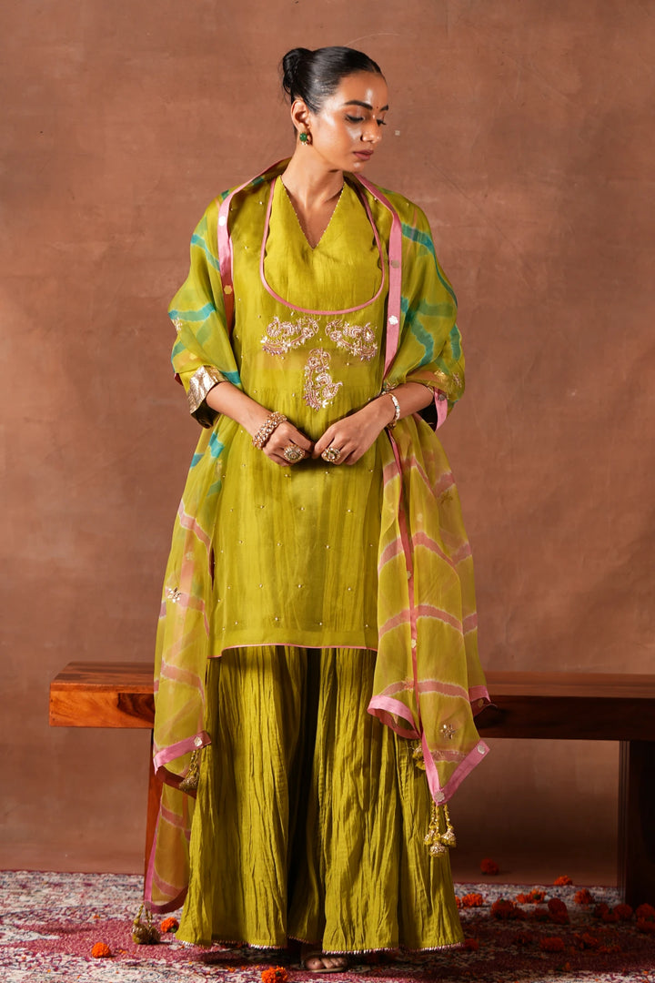 Lime Green Sharara Set