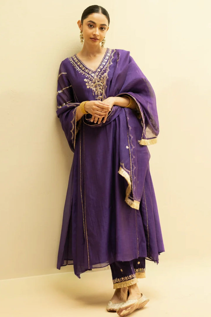 Chaandbali Mul Chanderi Aline Kurta Set