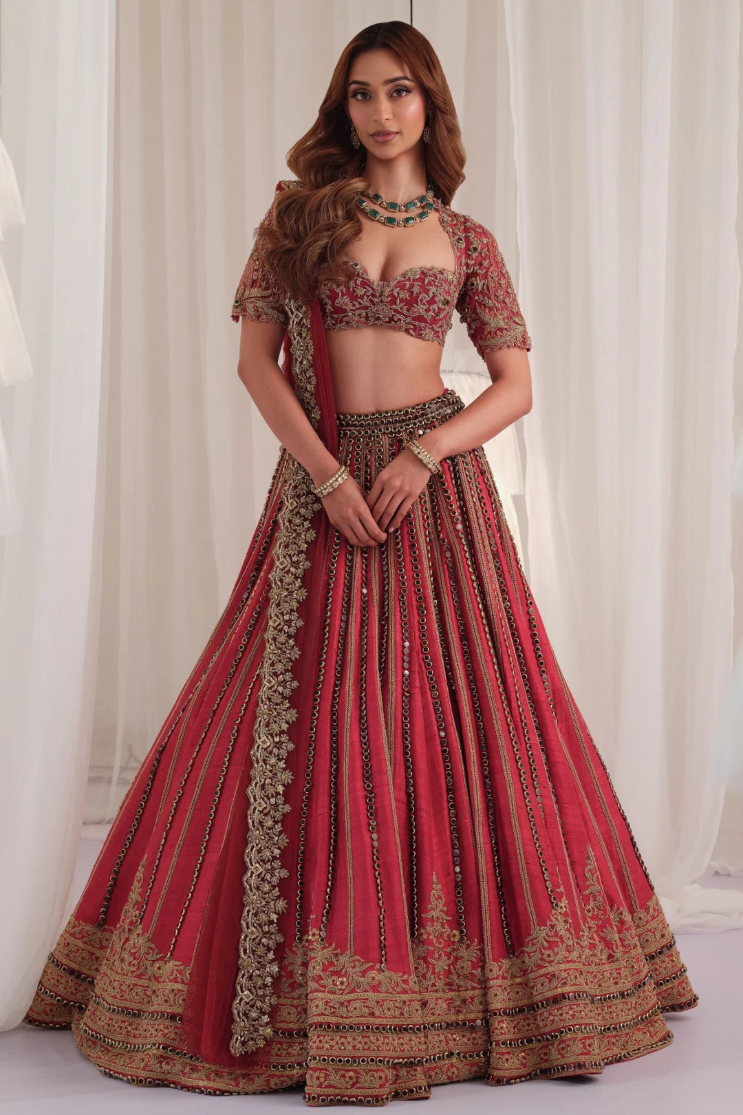 Maroon Marodi Raw Silk Lehenga With Blouse & Dupatta