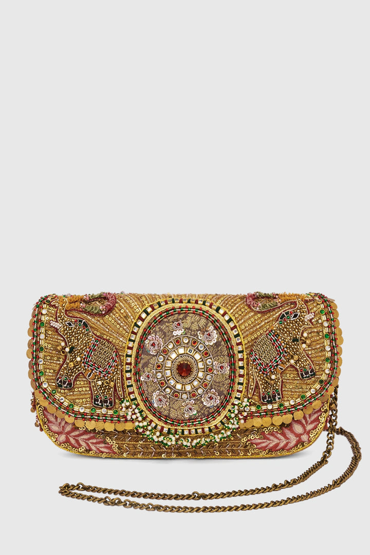Gajah Flapover Clutch - Gold